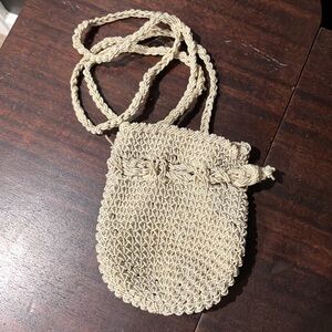 Vintage 1960s Walborg Corded Drawstring Crossbody Purse Made in Italy
